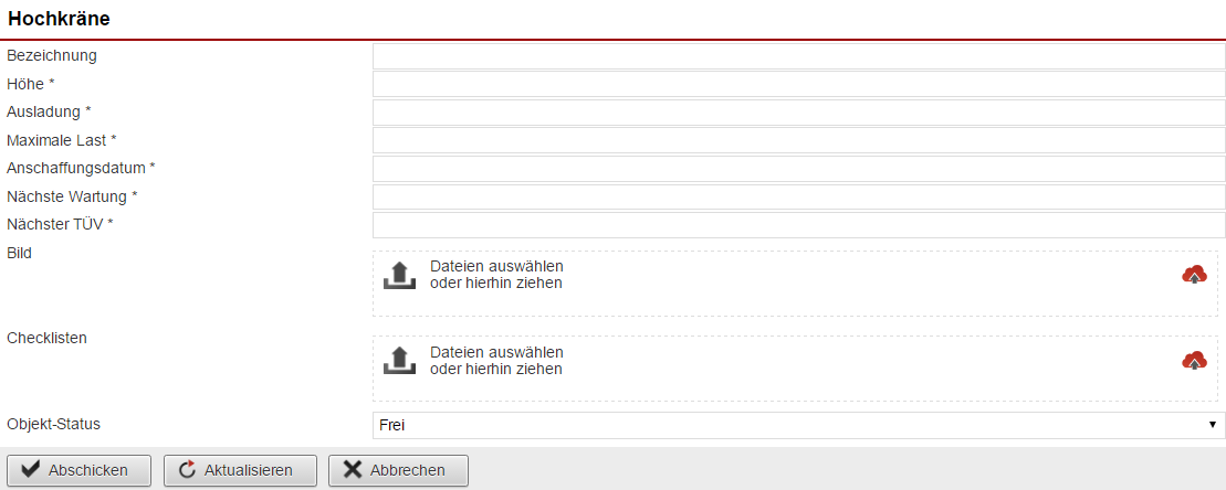 Screenshot Fenster zur Anlage eines Universalobjekts