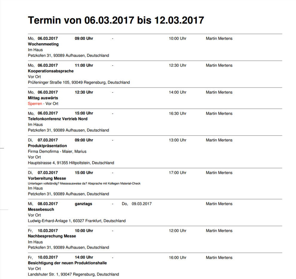 Screenshot des Inhalts eines PDFs mit einer Terminübersicht