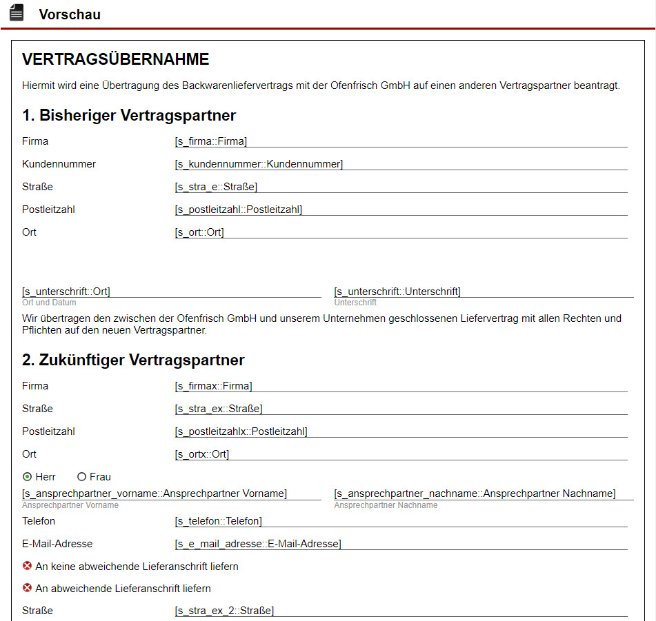 Screenshot Formularvorschau