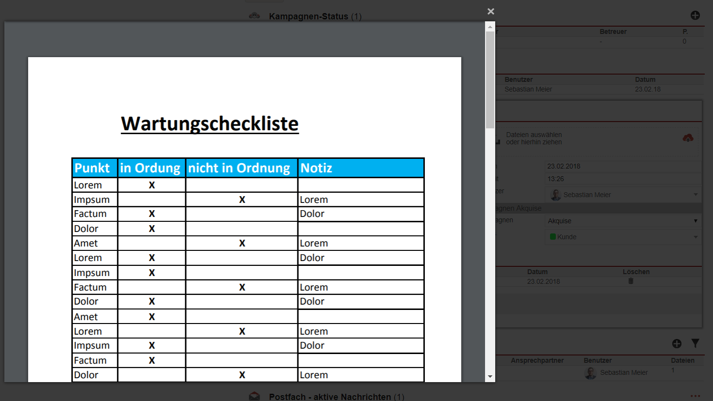 Screenshot Anzeige eines PDFs