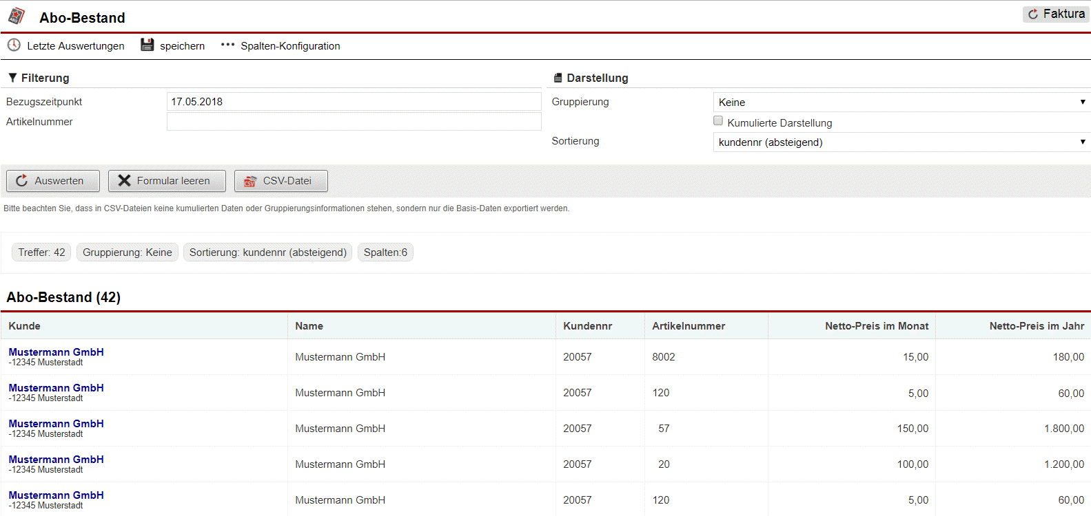 Screenshot Statistik "Abo-Bestand"