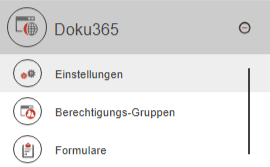 Screenshot Einstellungsbereiche von Doku365