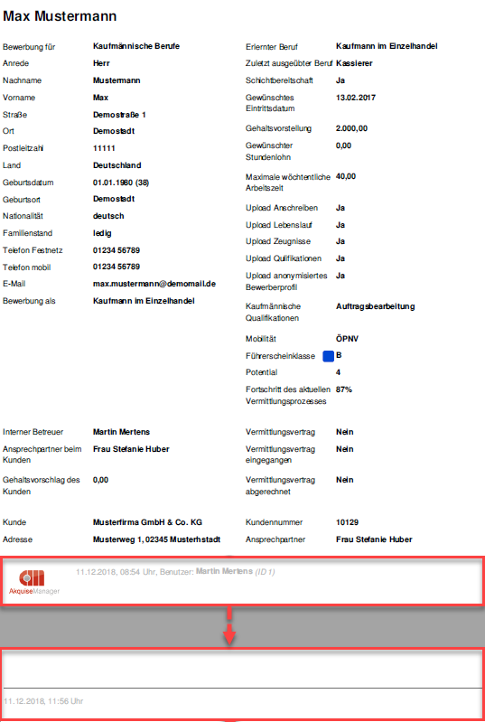 Screenshot Collage eines Objekt-Datenblattes mit und ohne vollständigen Informationen in der Fußzeile