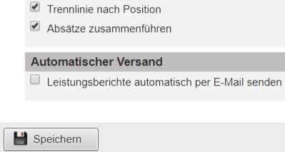 Screenshot weiter Optionen im Einstellungsbereich für die Leistungsberichte