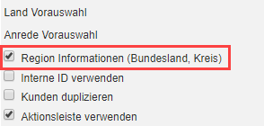 Screenshot Grundeinstellung Region Information