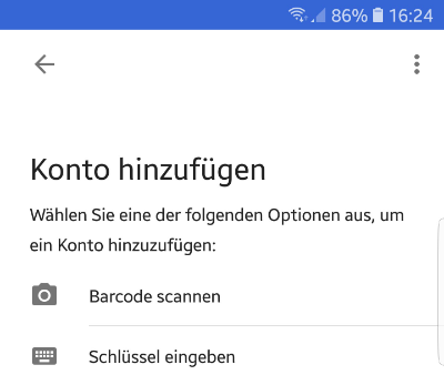 Screenshot der App "Google Authentificator"