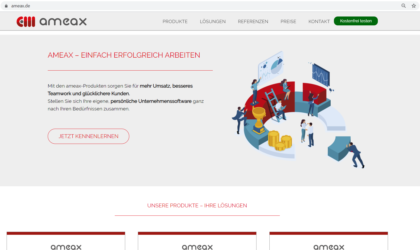 Screenshot der Website www.ameax.de
