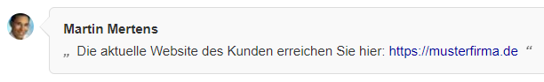 Screenshot eines Kommentars mit dort hinterlegtem Link