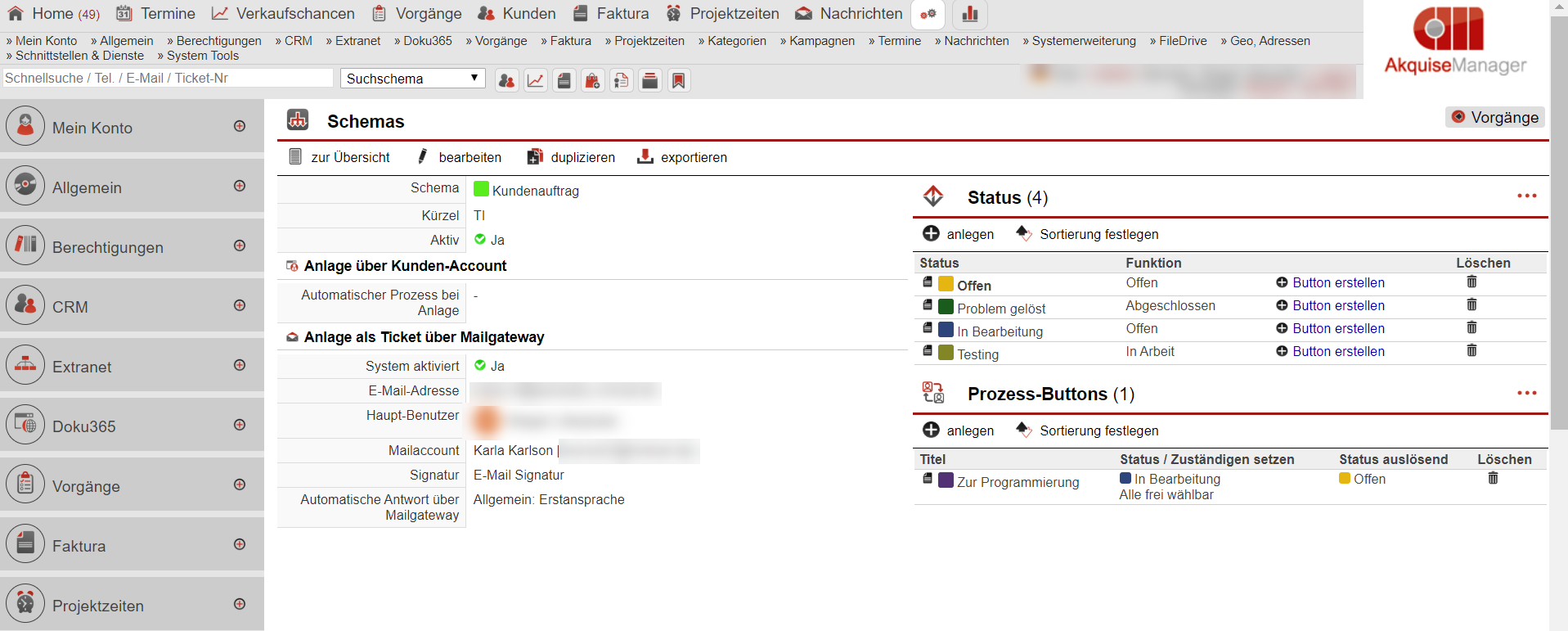 Screenshot: Schema anlegen und konfigurieren