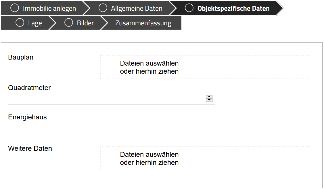 Screenshot: ameax Dokumentenportal Formular