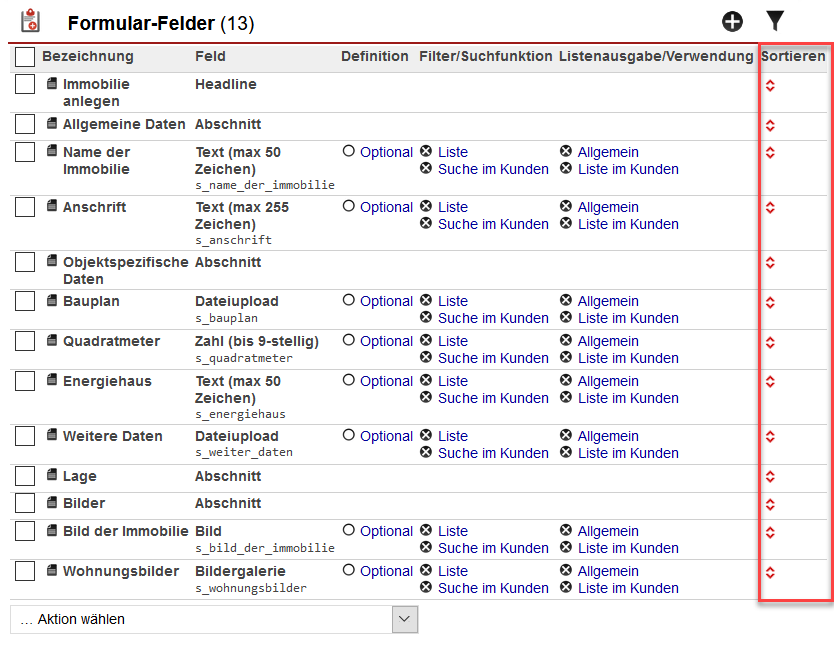 Screenshot: Verschieben von Formular-Felder