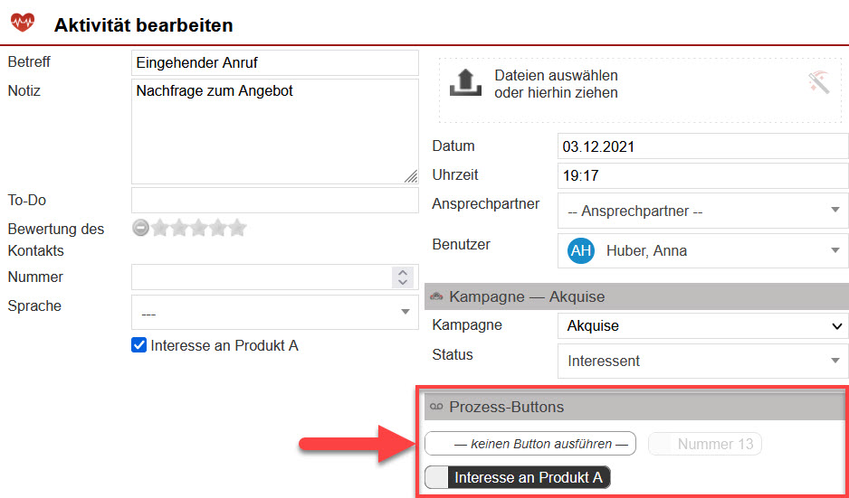 Screenshot Aktivitäten-Prozess-Buttons