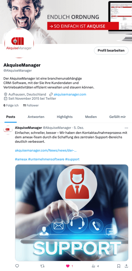 Screenshot von X des Accounts “AkquiseManager”