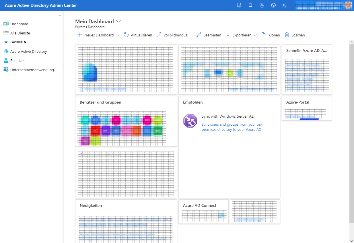 Screenshot Dashboard Azure Active Directory