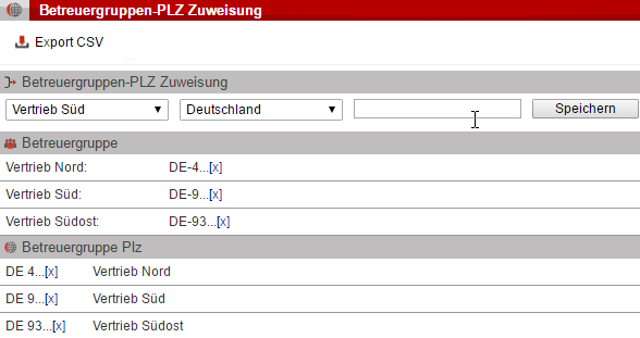 Stellen Sie sicher, dass Sie Ihren Betreuergruppen bereits Postleitzahlengebiete zugeordnet haben, sodass die korrekte Ausführung der Komfortfunktion gewährleistet ist.